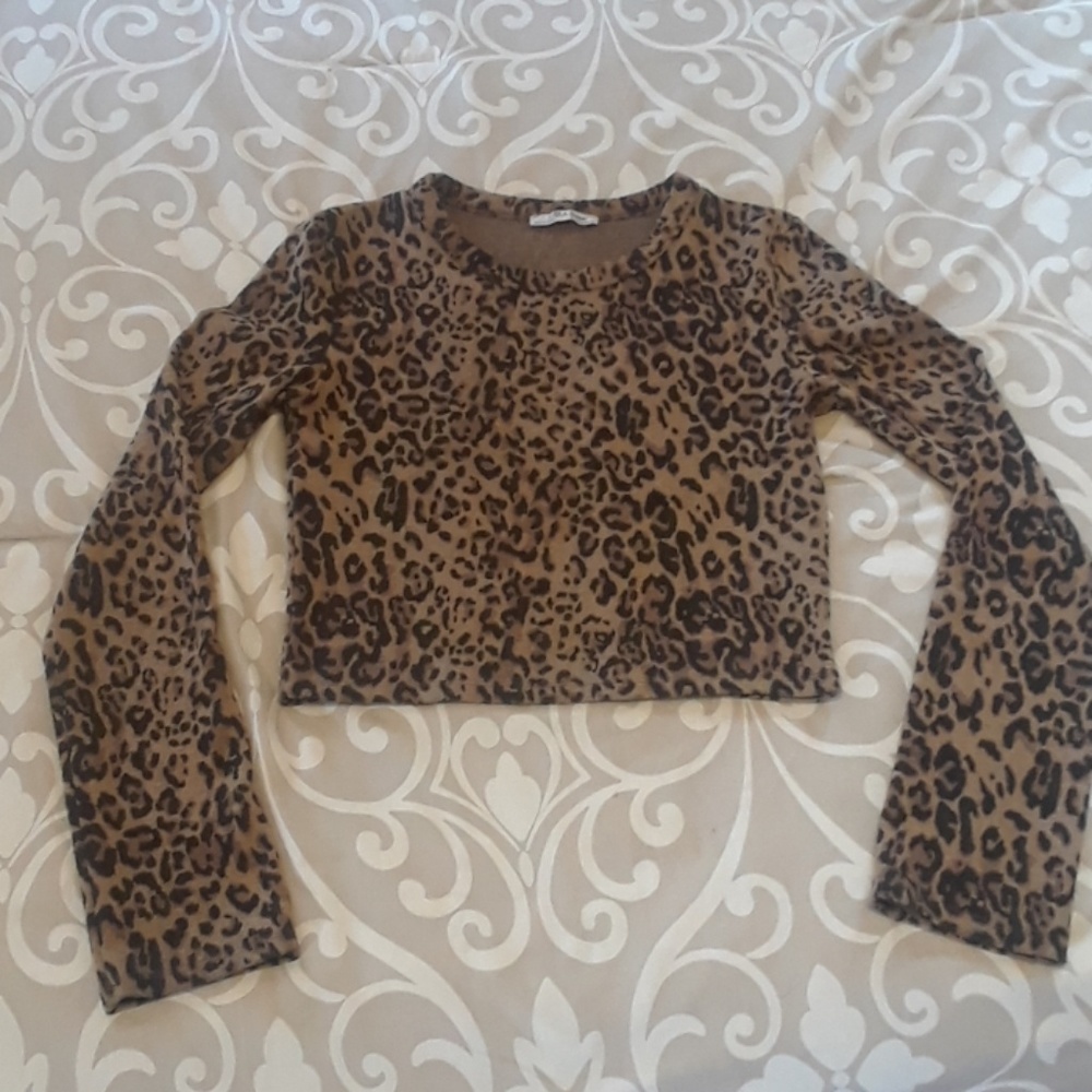 Zara cheetah cropped sweater